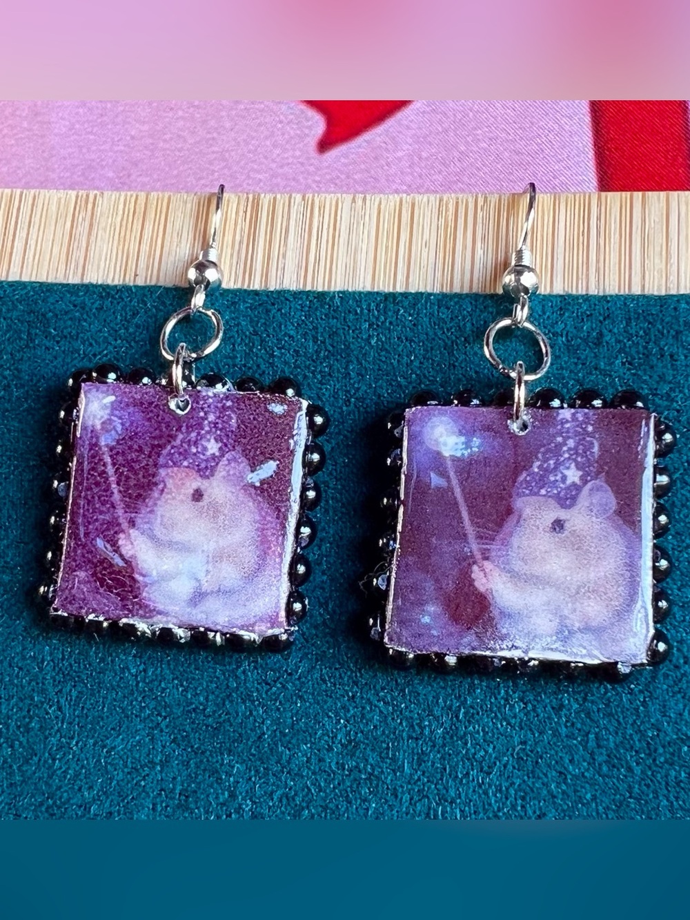 Wizard Hamster Y2K Polaroid Earrings | Fairycore Magic Jewelry